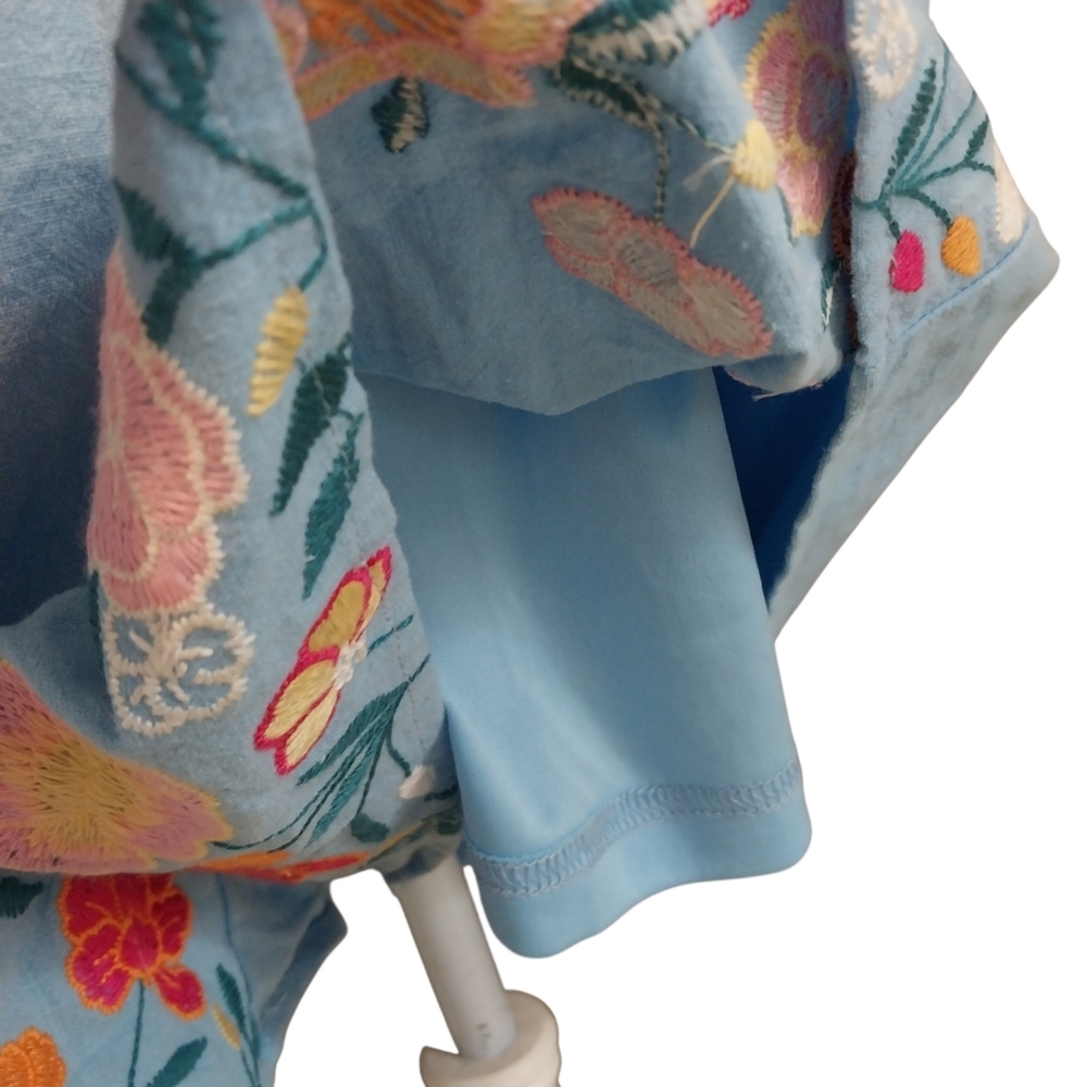 NWT Savanna Jane Blue Floral Embroidered Shorts Romper Womens Size 2X Boho - Picture 8 of 9